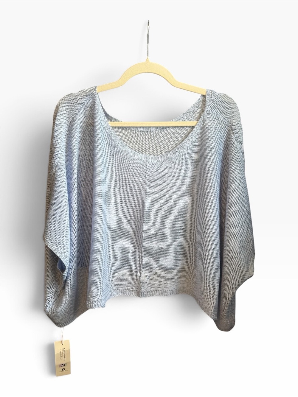Light Blue Women’s Knit Crop Top - Boxy Scoop Neck